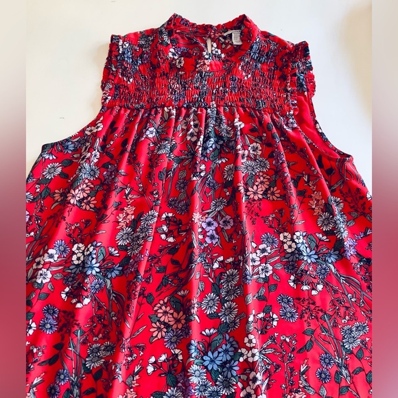 Carolina Belle Montreal Red and Blue Floral Tunic Mini Dress Size XL - Picture 4 of 10